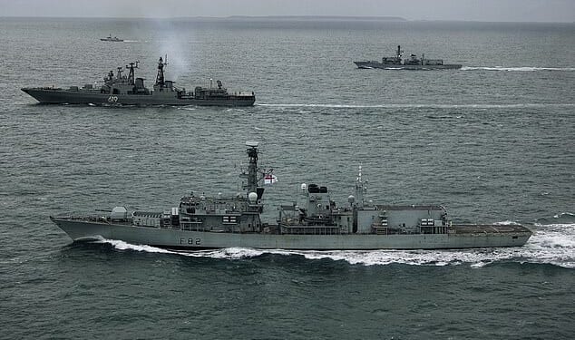 Royal Navy vessels HMS St Albans and HMS Somerset track the Russian vessel RFN Severomorsk on a separate operation as Defence Secretary John Healey admits UK was forced to respond to a pair of Russian spy submarines and an attack submarine invading the English Channel