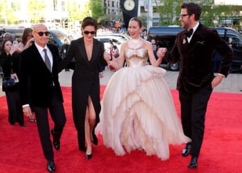 Fans were delighted to discover Stanley Tucci's Devil Wears Prada love story after the US premiere of the movie's sequel on Monday night. From left, Tucci, Felicity Blunt, Emily Blunt and John Krasinski