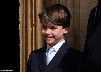 Prince Louis stole the show today at the Easter Service as he looked dapper in a double-breasted suit, leaving fans to remark on how grown up he has become