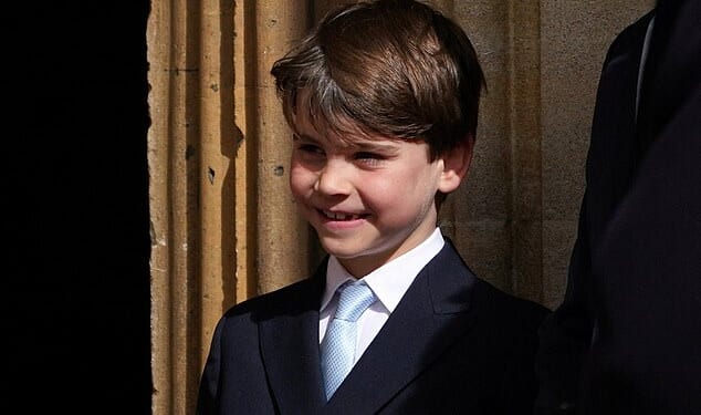 Prince Louis stole the show today at the Easter Service as he looked dapper in a double-breasted suit, leaving fans to remark on how grown up he has become