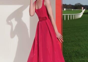 Royal Ascot is encouraging guests to be bolder and brighter with their outfit choice at the racing meet this year (pictured: Model Erin O'Connor in the lookbook)