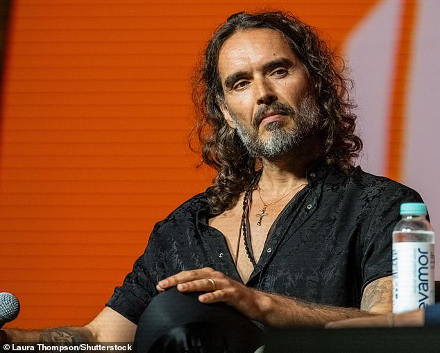 Russell Brand speaking during The Bitcoin Conference held in Nashville in July 2024