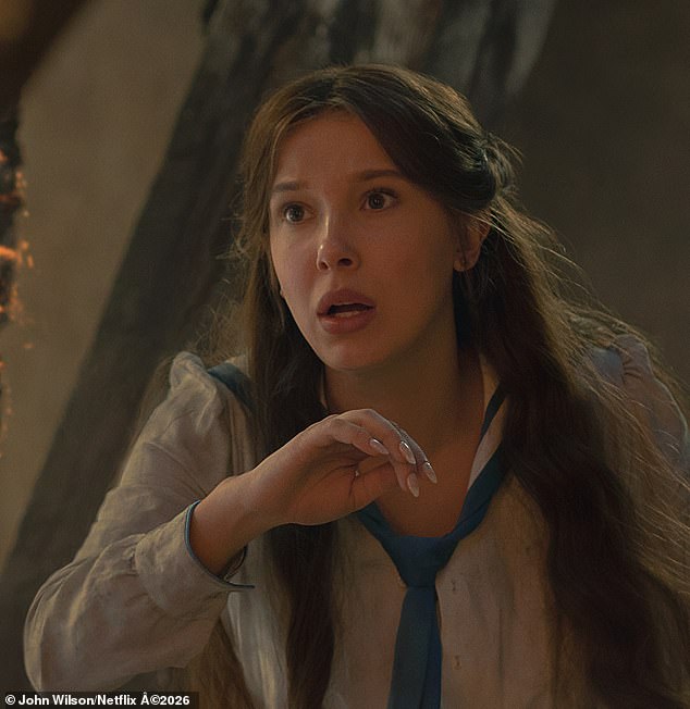 While fans were delighted to see a teaser for the movie ahead of its July 1 release, other more eagle-eyed viewers spotted a glaring anachronism in the form of Millie's polished nails, which looked like acrylic extensions