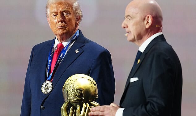 A top Donald Trump envoy reportedly asked FIFA President Gianna Infantino (right) to kick Iran out of the World Cup and replace them with Italy
