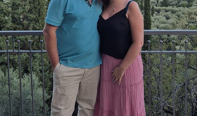 Anna Sales, from Bacton in Norfolk, described how the life of her family 'turned upside-down' when Chris, 42, was told he had an eight-centimeter tumour. Anna and Chris are pictured together
