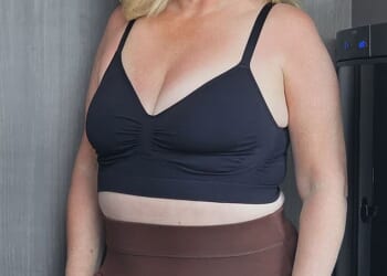 June Sadler says she hid her body from her husband Richard, which impacted their sex life – but now, pictured, she's a size 10 and confident wearing bikinis again