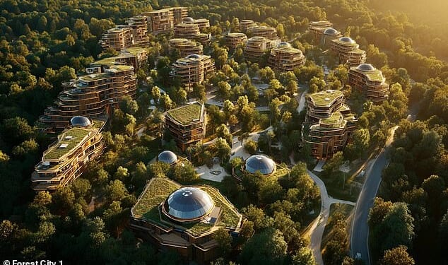 Around 12,000 acres of forests, wetlands and woodland would be delivered as part of the project, along with 8,000 acres of space for offices, shops and other commercial uses