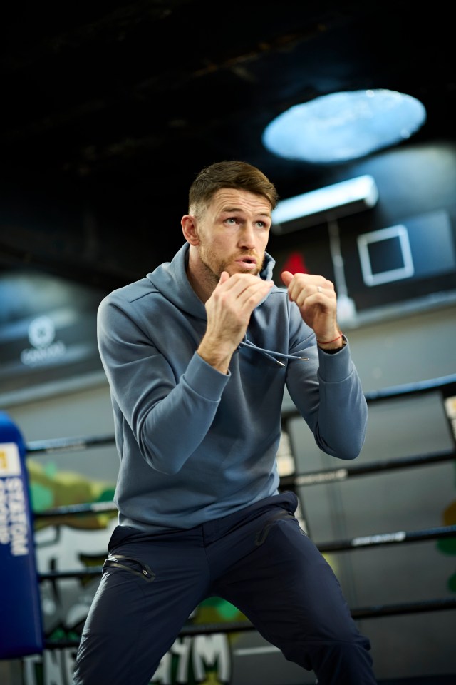Callum Smith during a media workout at his gym.