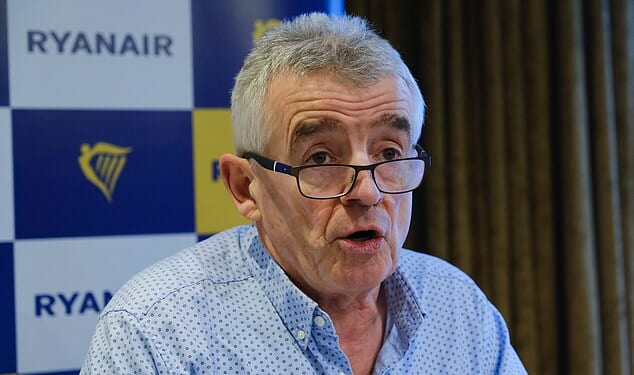 Ryanair Michael O'Leary (above) has accused EU of punishing British holidaymakers over Brexit by subjecting them to hours long passport control queues