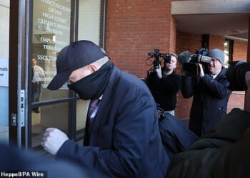 Robert Bush arriving at Hull Crown Court this morning where he was set to enter pleas to a raft of offences in relation to his funeral parlour
