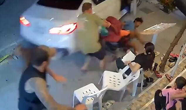 An Australian father and son were hospitalised after a car reversed over them in Thailand