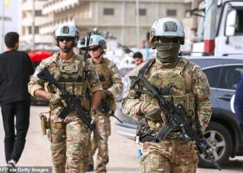 A French contingent of UNIFIL Al-Qasmiyeh on April 18, 2026 patrols southern Lebanese