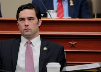 Rep. Brandon Gill listens during a hearing with the House Budget Committee on Capitol Hill on May 16, 2025, in Washington, D.C.