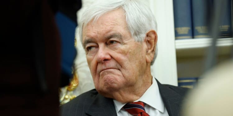 Fmr. Speaker of the House Newt Gingrich sits in the Oval Office on October 15, 2025.