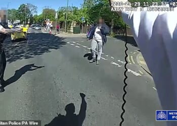 Bodycam footage of the horrifying incident in Golders Green shows the alleged terrorist walk towards officers and refusing to drop the knife