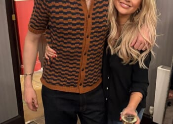 Greg James dropped the F-word multiple times in front of a crowd that included children as he appeared alongside Rivals star Emily Atack, who praised him in an Instagram post (pictured)