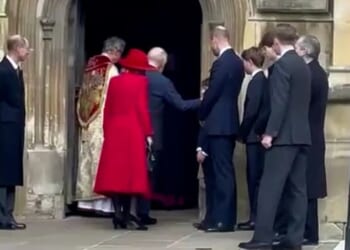 This is the adorable moment King Charles tenderly greets his granddaughter Princess Charlotte outside St George's Chapel in Windsor -- April 5, 2026