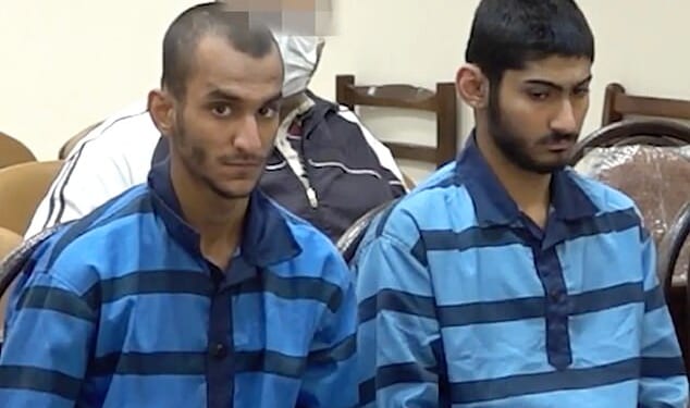 Pictured: Erfan Amiri, 17, and Ehsan Hesarlu, 18, had already ¿confessed¿ to arson during January¿s anti-regime protests following weeks of abuse at the hands of the Iranian police