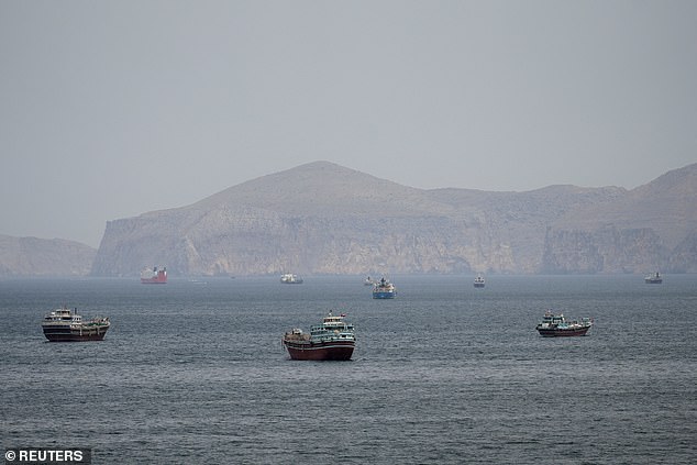 Ships and boats in the Strait of Hormuz, Musandam, Oman, April 22, 2026