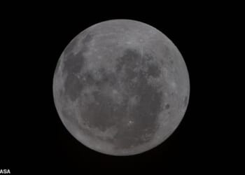The Orientale basin is visible along the very right edge of the lunar disk, marking the first time it has ever been seen in its entirety by human eyes