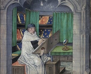 14th century monk hard at work