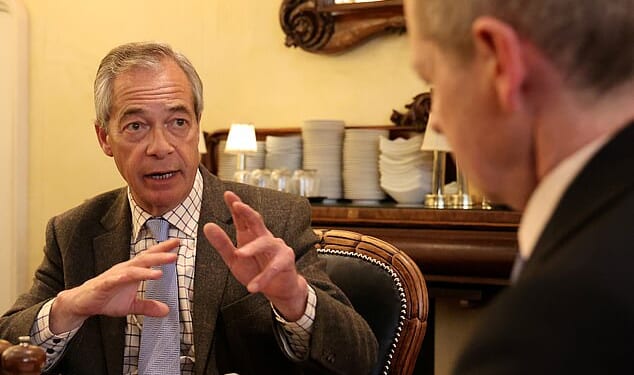 Nigel Farage is interviewed by the Daily Mail's Jason Groves at an upmarket hotel in Durham