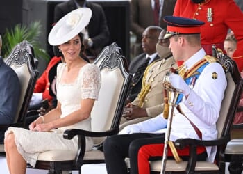 During an inaugural Commissioning Parade for service personnel from across the Caribbean, in Kingston, William and Kate could be seen smiling as they enjoyed a private conversation