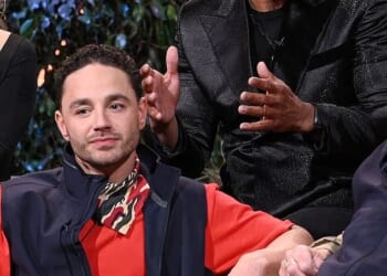 Adam Thomas and David Haye at the live final on Friday, which descended into chaos
