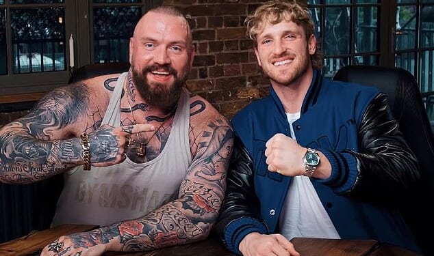True Geordie (left, pictured with influencer Logan Paul) has seen his world turned upside down