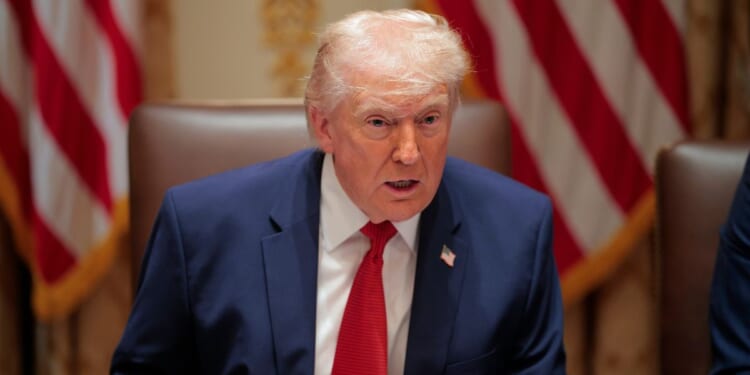 President Donald Trump speaks at a Cabinet meeting in the Cabinet Room of the White House on March 26, 2026 in Washington, DC.