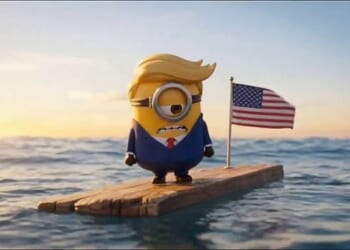 Donald Trump has been portrayed as a Minion struggling to open the Strait of Hormuz in the latest Iranian propaganda video to mock the US President