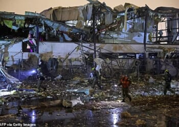 Damage inflicted by an Iranian strike on a residential neighbourhood in Petah Tikva, Israel