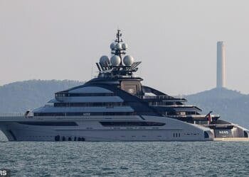 FILE PHOTO: The 465-foot superyacht "Nord", linked to the sanctioned Russian oligarch Alexey Mordashov is seen docked, in Hong Kong, China October 7, 2022. REUTERS/Tyrone Siu/File Photo