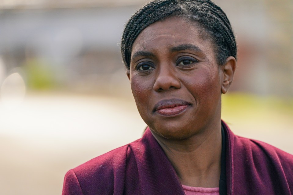 Kemi Badenoch, Leader of the Conservative Party, looking forward.