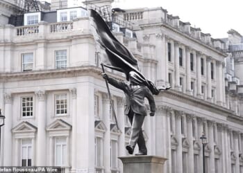 A new statue in central London has sparked speculation over whether legendary artist Banksy is behind it