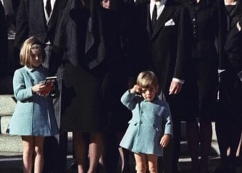 John F Kennedy Jr, on the day of his third birthday, watched as his father's casket passed before him and raised his right hand in a salute