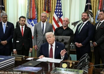 President Donald Trump speaks before signing an executive order in the Oval Office. The executive order aims to further medical research and clinical trials into psychedelic drugs