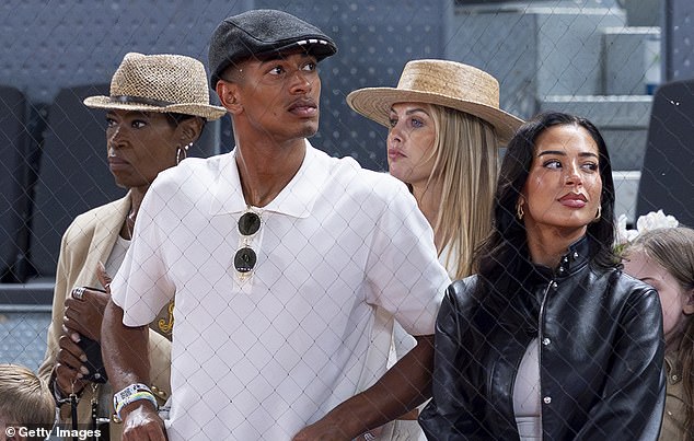 Jude Bellingham, his mum Denise (left) and girlfriend Ashlyn Castro (right) were pictured at the Madrid Open on Wednesday afternoon