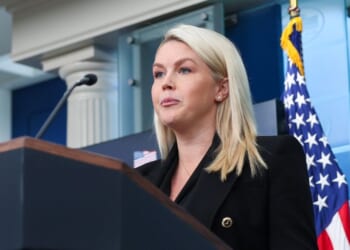 White House Press Secretary Karoline Leavitt speaks during the daily press briefing in the Brady Press Briefing Room at the White House on April 27, 2026, in Washington, D.C.