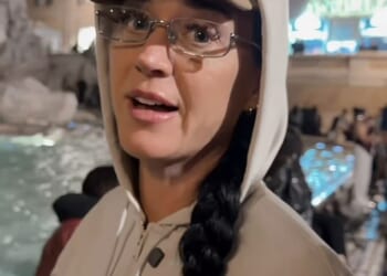 Katy Perry, 41, was pictured putting her credit card in the iconic Trevi Fountain while visiting Rome, Italy, in a video shared to her social media on Sunday