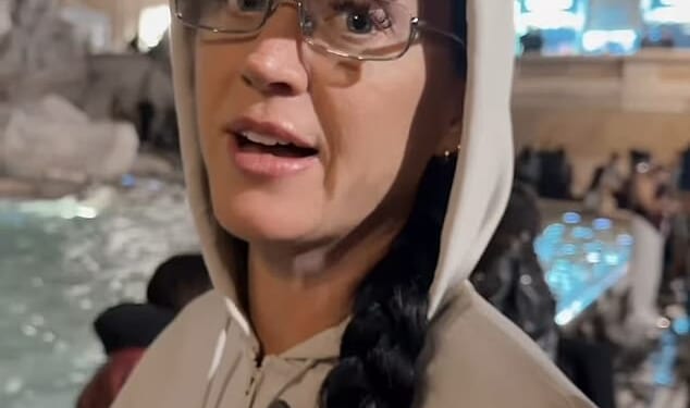 Katy Perry, 41, was pictured putting her credit card in the iconic Trevi Fountain while visiting Rome, Italy, in a video shared to her social media on Sunday