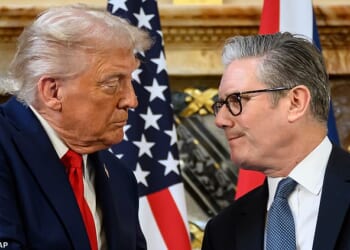 Sir Keir Starmer and Donald Trump (pictured on September 18 2025) remained miles apart over Iran after their first telephone call for a fortnight
