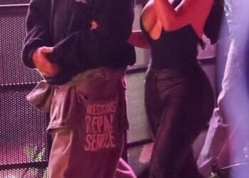 Kim Kardashian, 45, and Lewis Hamilton, 41, were spotted sweetly linking arms as the couple arrived for Justin Bieber's Coachella set on Saturday