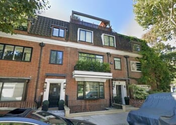 Dr Yannis Alexandridis and his wife Eva have been ordered to tear down the 'jarring' pergola on their Chelsea home, pictured