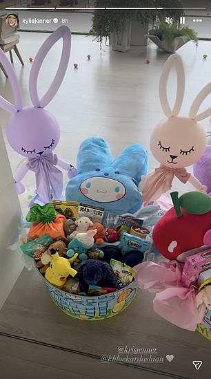 Kylie also posted snapshots of her kids' baskets at the party