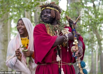'King Atehene' and his handmaiden 'Asnat' were evicted from a wood in Scotland