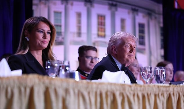 The President and First Lady were seated at the head of the table on stage when the incident occurred