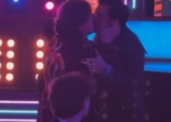 Lewis Capaldi has opened up about his infamous kiss on the lips with fellow hitmaker Harry Styles at the BRITs in 2023 (pictured)