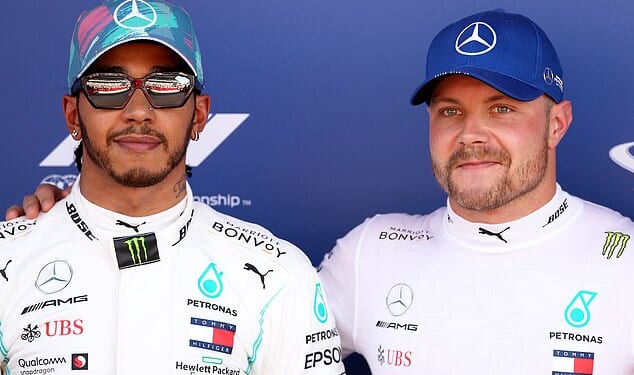 Valtteri Bottas, right, revealed he fell into depression and nearly quit F1 after becoming the 'wingman' to seven-time world champion Lewis Hamilton