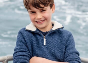 Prince Louis (pictured in a portrait released for his eigth birthday today) has shown an uncanny resemblance to his father, the Prince of Wales, in an old photograph taken when Prince William would have been the same age as his youngest son